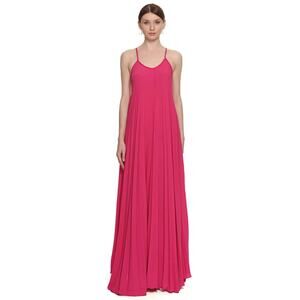 Adriana Degreas Le Fleur Oversized Pleated Crepe Jumpsuit hot pink size small S